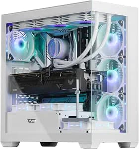 darkFlash ATX Mid-Tower PC Case, Pre-Install 4 PWM ARGB Fans Computer Case, Full View Dual Tempered Glass Gaming PC Case, Type C Port, Supports up to 360mm Water Cooling Radiator, White(DS900)