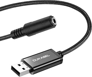 DuKabel USB to 3.5 mm Female Aux Adapter External Sound Card