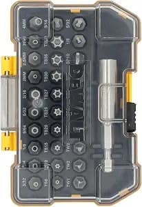 DEWALT Security Bit Set, 31-Piece Screwdriver Bit Set with Case, Universal 1/4 In Hex, Includeds Magnetic Bit Holder (DWAX200)