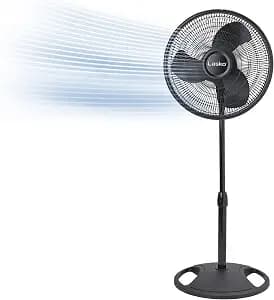 Lasko 2521 16 Inch 3-Speed Quiet Adjustable Tilting Wide-Area Oscillating Standing Pedestal Fan for Bedroom, Kitchen, Home, and Office, Black