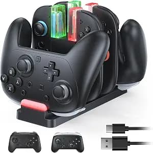 FASTSNAIL Charging Dock Compatible with Switch 2 Joypad, Charging Stand for Switch 1/2 P Controller, Charging Orgnizer for Joycon 2 & for Pro Controller with Charge Indicator and USB Cable