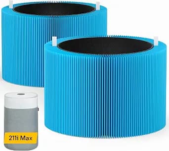 Blue Pure 211i Max AllergenBlock Filter Replacement Compatible with Blueair 211i Max Air Purifier, High Filtration Rate & Activated Carbon Filters, (Blue Pure F2MAX Filter), 2 Pack