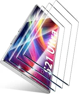 JZG 3 Pack for Samsung Galaxy S21 Ultra Screen Protector, 9H Tempered Glass Full Coverage, Case Friendly, HD Clear, Anti-Scratch, Fingerprint Compatible, Bubble-Free for S21 Ultra 5G