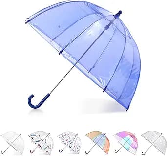 totes Kids Clear Lightweight Dome Canopy Bubble Umbrella with Wind and Rain Protection