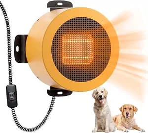 TURBRO Neighborhood Dog House Heater 400W, Wall Mount, 10ft Anti Bite Cord, Waterproof Control, Overheat Protection, Electric Warmer for Hound Kennel Cat Cage Chicken Coop Rabbit Hutch, UL Test Passed