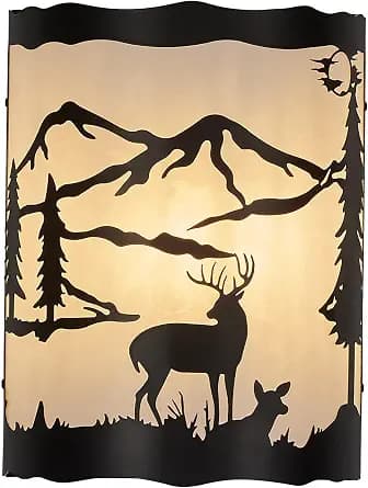 Rustic Deer Sconce Wall Lamp with Shade – E26 Base, Large Modern Farmhouse Wall Light for Bedroom, Living Room, Hallway, Stairway, Headboard, Porch-13 H*10 W*5 D（in）