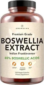 Boswellia Serrata Extract Capsules 65%, Frankincense, 500mg, 120ct | Indian frankincense pills, 65% boswellic acids with AKBA; joint support; boswellia supplement