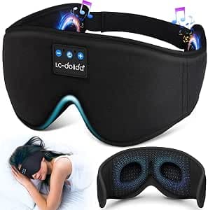 LC-dolida Eye Mask, Sleep Mask, Sleep Headphones, Bluetooth Wireless Music Eye Mask for Side Sleepers, Sleep Mask with Headphones, Ultra Thin Stereo Speaker, Perfect for Sleeping, Technical Proven