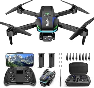 Drone with Dual 1080P UHD Cameras for Beginners, Adults & Children, WiFi, Under 249g, 90° Adjustable Lens, 26 Min Flight Time, Headless Mode, Altitude Hold, 2.4G, Foldable - RC Quadcopter Gift