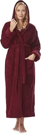 Arus Women's GOTS Certified Organic Cotton Hooded Full Length Turkish Bathrobe