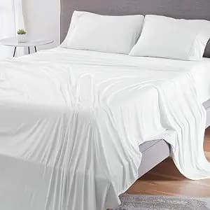 Bedgear Dri-Tec Sheet Set – Moisture Wicking Technology, Breathable Cooling Sheets – Flat Sheet Fitted Sheet Pillowcases – All Mattress Types, Bedding Dorm Essential Split King/Cal King, Bright White