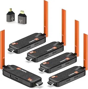 Wireless HDMI Transmitter and 4 Receivers, Support Up to 6 Receivers, 5.8G HDMI Wireless Extender Casting Content for PC Laptop Camera Cable Box to Multiple TVs Monitors Projectors -165FT