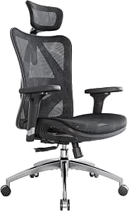 SIHOO Ergonomic Desk Chair, Swivel Chair with Adjustable Lumbar Support, Headrest and Armrest, Height Adjustment and Rocker Function, Back-Friendly, Office Chair Load Capacity: up to 150 kg (330 lbs)