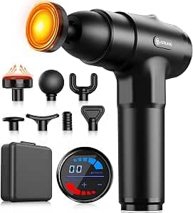Massage Gun, AERLANG Massage Gun with Heat, Massage Muscles, Silent Back and Neck Massager with 20 Adjustable Levels, Type-C Charge, Birthday Gift for Women and Men