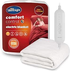 Silentnight Comfort Control Electric Blanket Double Bed - Heated Underblanket with 4 Heat Settings - Fast Heat Up - Overheat Protection and Easy Fit Straps - Machine Washable - Double - 135x120cm