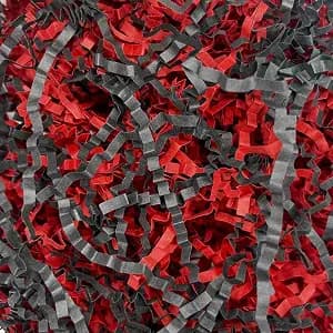 10LB Black Red Crinkle Cut Paper Shred Filler, Paper Shreds for Basket Fillers, Birthday, Gift Wrapping, Anniversary, Wedding, Halloween, Fiesta Stranger Theme, Christmas Gift Decor Party Filler