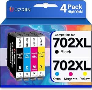 Remanufactured Ink Cartridge Replacement for Epson 702XL 702 XL Ink Cartridges T702 T702XL Cartridge Compatible for Epson Workforce Pro WF-3720 WF-3730 WF-3733 Printer