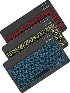 Backlit Bluetooth keyboard for Phone, Tablet, iPad Air, Pro, Mini, A16, M2, M3, Galaxy, ChromeBook, MackBook, Wireless Travel Keyboard for Computers - Rechargable, Lightweight, Slim, Easy to Carry