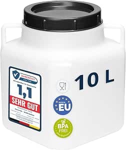 Garronda BPA-free 10 Litre Square Food Storage Water Tank Water Tank Container with Lid Suitable for Storage of Sauerkraut, Fermentation or Brine GD-0088, White