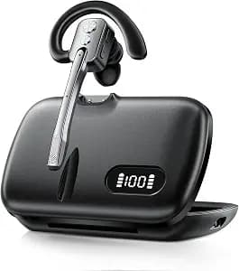 Swiitech Bluetooth Headset, Wireless Bluetooth Earpiece, Wireless Headset with Noise Canceling, Single Ear Headset with Mute for Business Office Trucker