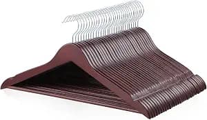 Amazon Basics Wood Suit Clothes Hangers for Closet Organizer, Cherry, 30-Pack