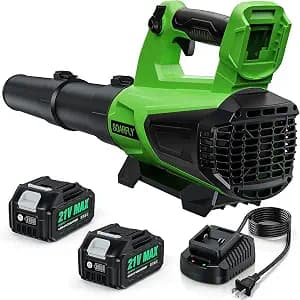 Leaf Blower Cordless, 580 CFM Electric Leaf Blowers with 2 x 4.0Ah Batteries and Charger, Electric Yard Blower with Variable Speed & Cruise Control for Lawn Care, Patio, Dust, Blowing Leaves