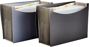 AmazonBasics A4 Document Folder, Black Folder, 2-Pack