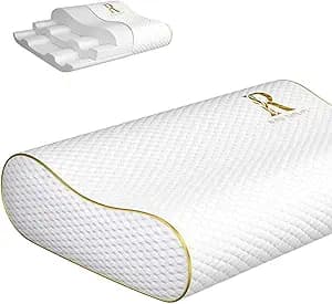 Royal Therapy Memory Foam Pillow, Queen Neck Pain Relief, Contour Cervical Pillow, for Neck and Shoulder Pain, Side, Back and Stomach Sleeper, 24x14x5 inches