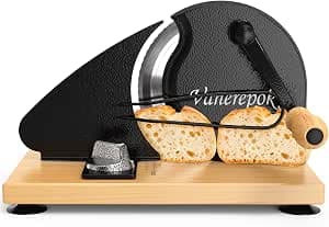 vanerepok Upgrade Manual Bread Slicer for Homemade Sourdough Bread, Classic Hand Crank Home Bread Slicer With Scale Line and Steel Fence, Sharp Blade, Adjustable Width for Homemade & Commercial Use