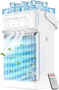 Portable Air Conditioners, 3 Speeds, 3 Mist Settings, 40oz XL Water Tank, 2~8h Timer & 7-color Ambient Lights, Air Conditioner Portable, Personal Small Mini Air Conditioner Air Cooler for Room Bedroom