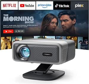 Smart Projector 4K [Compatible with Netflix] 3D Dolby Audio VISSPL 30,000 Lumen Auto Focus/Auto Keystone Correction Projector, WiFi6 Bluetooth Projector 4K Home Cinema, Outdoor Video Projector with