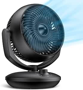 FTOTHH Quiet Fan, 22 dB Table Fan, Very Quiet, 3D Turbo Fans Powerful, Fan with 3 Speeds, 90° Adjustable, for Bedroom, Office and Living Room up to 18 m², Black