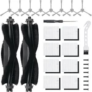 20Pcs Replacement Accessory kit for Eufy L60 Series, Eufy L50 Series Robot Vacuums Parts, 2 Roller Brush, 8 HEPA Filters and Foam Filters, 8 Side Brushes, 1 Screwdriver, 1 Clean Tool