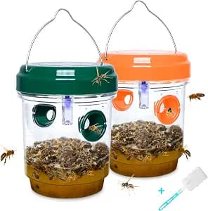 2 Pack Solar Wasp Traps Outdoor Hanging Yellow Jacket Traps Carpenter Bee Repellent for Outside Hornet Killer, Bee Catcher, Insects Flies