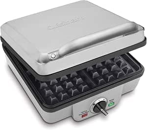 Cuisinart Belgian Waffle Maker with Pancake Plate, Non-Stick Removable Plates, Silver (WAF-350C)