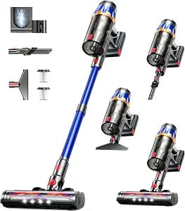 Cordless Vacuum Cleaner,Upgraded 50KPA 600W 70 Mins Stick Vacuum with Self-Standing,Touch Screen, Rechargeable, Lightweight,Anti-tangle Wireless Vacumm,Vacuum Cleaners for Home/Pet Hair/Carpets/Floors