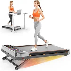 Walking Pad Treadmill with 15% 12-Level Auto Incline & UI Screen, Trisomy 3.5HP Foldable Under Desk Treadmill with Bluetooth Speaker, Portable Treadmills for Home Office 450LBS, Remote, RGB Light
