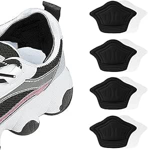 Heel Cushion for Loose Shoes, Heel Grips Liner Cushions Inserts Self-Adhesive Heel Protector Pads for Sneaker Shoe Too Big Men Women - Black, 4 Pairs