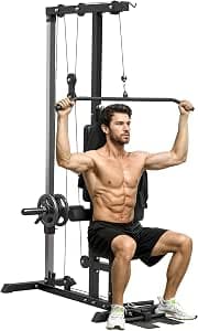 SPORTNOW Multi-functional Home Power Station with Lat Pull Bar, Triceps Bar, up to 50 kg Weights Lat Pull Tower, Cable Pull Station, Lat Pulling Machine, Fitness Equipment for Home Gym, Strength Training