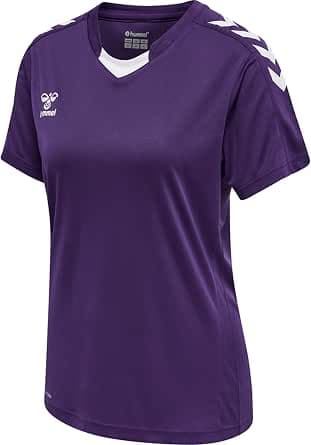 hummel Core XK Poly Jersey Sports Shirt Women's Short Sleeve T-Shirt for Sports, Gym, Fitness - Jersey Made of 100% Polyester - Sports Collar with Front Insert - Breathable and Quick-Drying