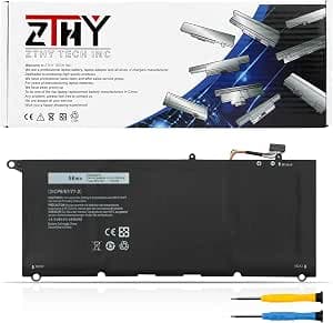 ZTHY 90V7W Laptop Battery Replacement for Dell XPS 13 9343 9350 Ultrabook P54G P54G001 P54G002 13D-9343 13D-9343-1808T/350/3708/170 13-9350-D1708/D1608/D1508 Series 5K9CP DIN02 JD25G JHXPY RWTIR 56WH