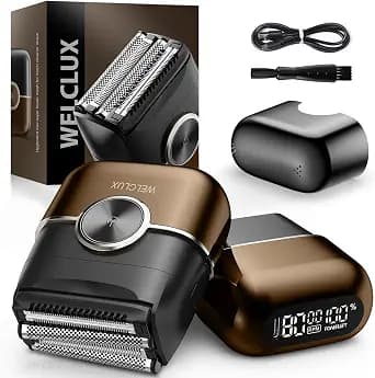 Electric Foil Shavers for Men: Upgraded Mini Electric Razor for Beard - 4 Floating Blades & Big LED Display - 2 Gears Adjustable Face Razor with IPX7 Waterproof for Travel & Home, USB Type C