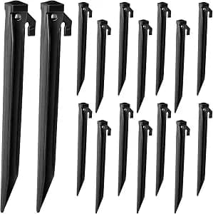 16 Pieces Plastic Inflatable Stakes, 8.7 Inch Inflatable Tent Stakes Replacement Inflatable Stakes for Halloween Christmas Holiday Inflatables Garden Decorations (16, Black)