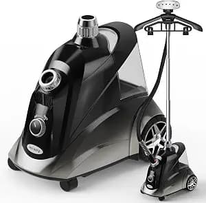 Steamer for Clothes, Jenaely 1500W Standing Garment Steamers, 35s Fast Heat-up, 80 Mins of Continuous Powerful Steam with 2.8L Water Tank, Pants Clip & Children's Clothing Hanger
