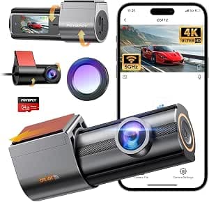 Dashcam Car with CPL, 4K+1080P 5G WiFi Dashcam Front and Rear, 360° Rotatable Car Camera with 64G SD Card, 170° Wide Angle, G Sensor, Super Night Vision, 24H Parking Surveillance, Loop Recording, APP