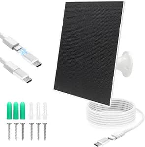 4W Solar Panel for Security Camera,Type C&Micro Solar Panel Charger for Rechargeable Battery Powered Outdoor Camera,Adjustable Mount 9.8ft Cable