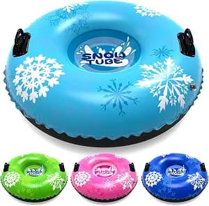 36'' 4Pack/ 40'' 2Pack Sleds, Snow Sled for Kids and Adult, Snow Tube for Sledding Heavy Duty Thickened Double Bottom with Handles, Sleds for Snow Outdoor Toys Gifts for Family Boys and Girls