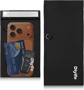 Diyife 2 Pack Faraday Bag for Phone & Car Key, [Waterproof] Military-Grade Signal Blocker Pouch, Magnetic Closure, Blocks 5G WiFi Bluetooth NFC GPS RFID, Anti-Hacking with Reflective Strip