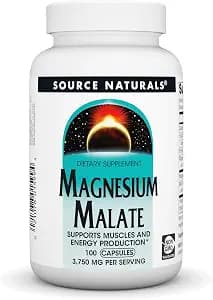 Source Naturals Magnesium Malate, 3750 mg per Serving - 100 Capsules | Support Muscles and Energy Production