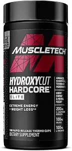 Hydroxycut Hardcore Elite - 100 Rapid-Release Thermo Caps - Energy & Focus - for Men & Women - 50 Servings